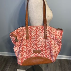 Lucky Brand canvas and leather tote bag.